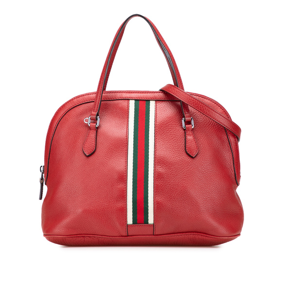 Pre-Loved Gucci Medium Leather Web Dome Satchel - Picture 1 of 12